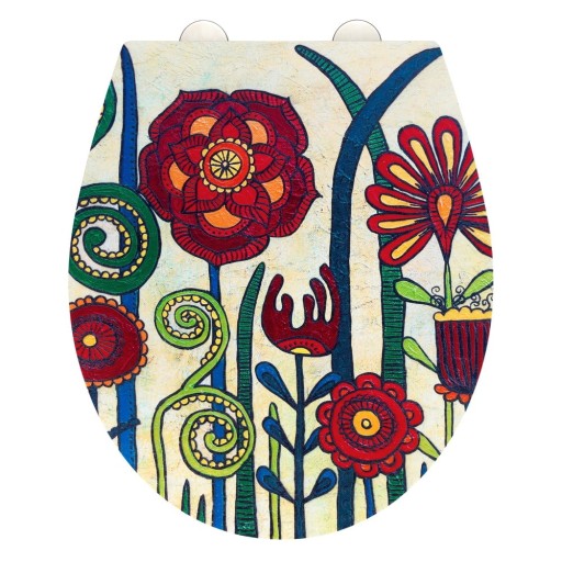 Capac WC 37 x 44,5 cm Easy-Close (cu închidere automată) Rollin'Art Red Blossom – Wenko