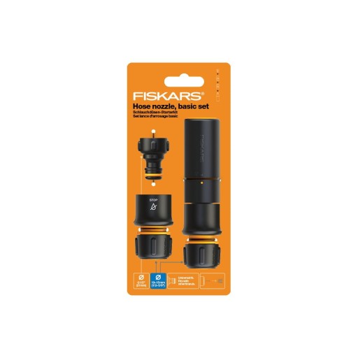 Set 4 racorduri pentru furtun Fiskars Solid, negru