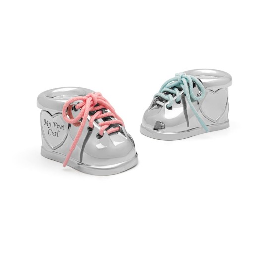 Cutiuță pentru dinți de lapte argintiu-lucios din metal 6x4x4 cm Shoe – Zilverstad