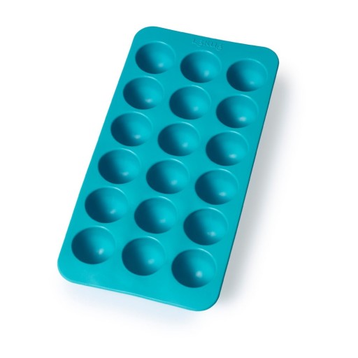Formă din silicon pentru gheață Lékué Round, 18 cuburi, turcoaz