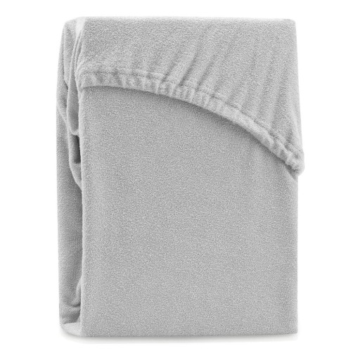 Cearceaf gri deschis din frotir cu elastic 140x200 cm Ruby – Restilo