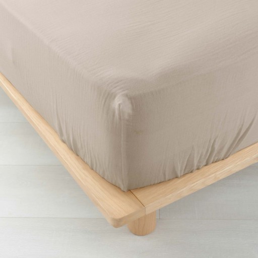 Cearceaf bej din muselină cu elastic 160x200 cm Angelia – douceur d'intérieur