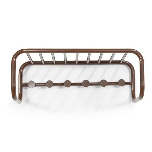 Cuier de perete maro închis cu raft din metal Retro – Spinder Design