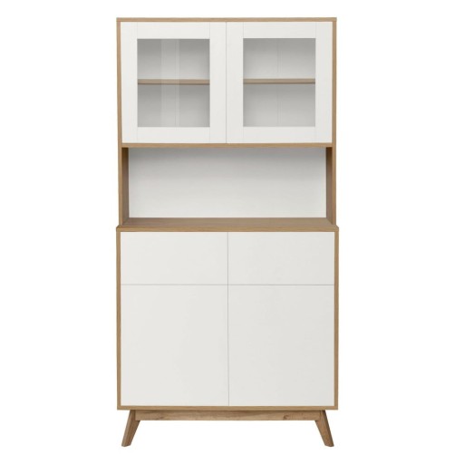 Vitrină albă/în culoare naturală cu aspect de lemn de stejar 84x165 cm Skandi – Støraa