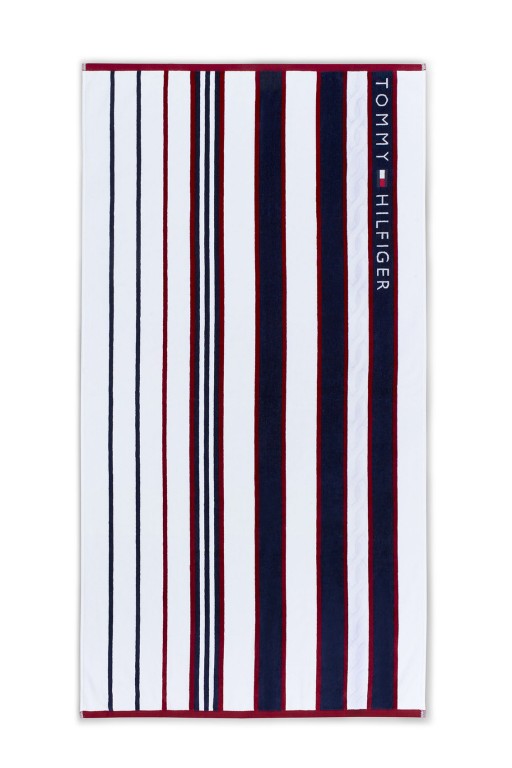 Prosop de plaja Tommy Hilfiger Red and Blue Striped 100x180cm  Albastru Navy