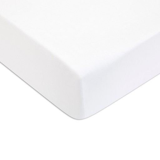 Cearceaf de pat cu elastic Descamps Unis Satin 200x200cm  Alb