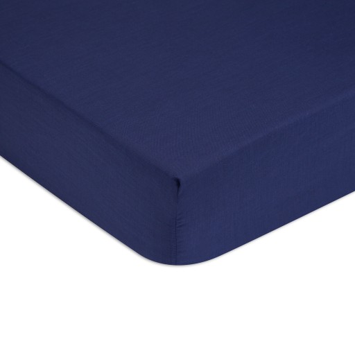 Cearceaf de pat cu elastic Tommy Hilfiger Unis Satin 90x200cm  Albastru Navy