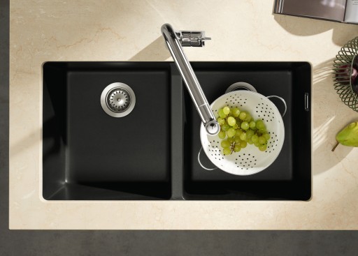 Chiuveta bucatarie Hansgrohe S510-U770 SilicaTec 370/370  cu 2 cuve  45x82x19cm  cu doua cuve  montare sub blat  graphite black