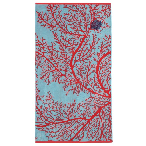Prosop de plaja Descamps Voyage Aquatique 100x180cm Rosu Coral
