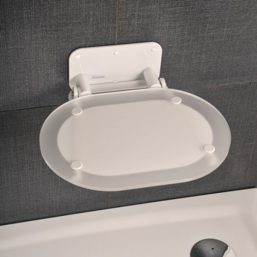 Scaun pliabil pentru dus Ravak Ovo Chrome  max 150kg  alb
