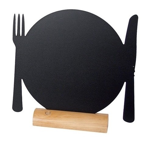 Tabla de scris Securit Silhouette Plate 24x25 3x6cm  baza de lemn  include marker creta  negru
