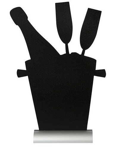 Tabla de scris Securit Silhouette Champaign 35 5x23x6cm  baza aluminiu  incude marker creta  negru