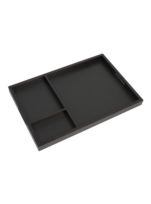 Tabla de scris Securit tip tava cu manere cu 3 partitii  60x40x4cm  maro inchis