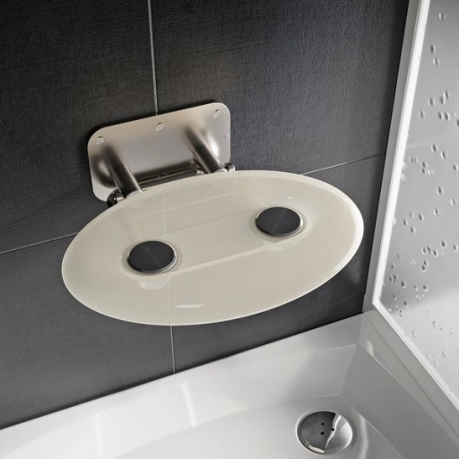 Scaun pliabil pentru dus Ravak Ovo P II Opal  max 150kg  alb lucios