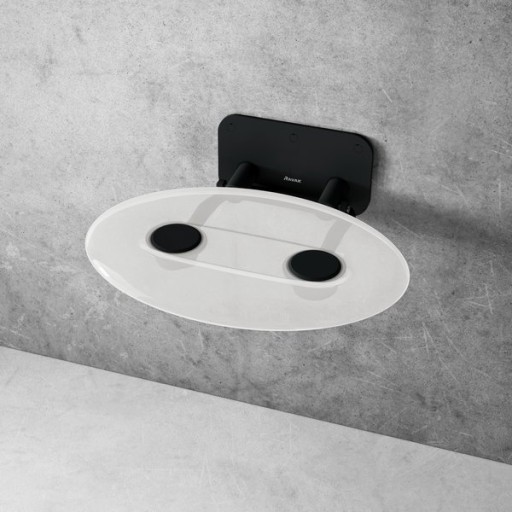 Scaun pliabil pentru dus Ravak Ovo P II Clear-Black  max 150kg  transparent