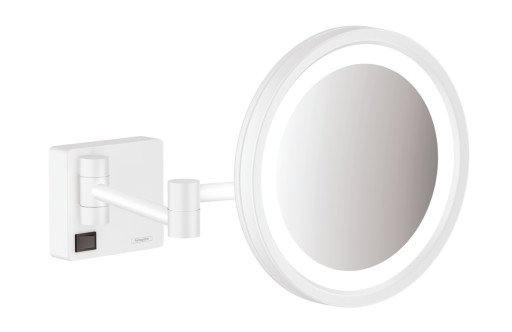 Oglinda cosmetica cu brat Hansgrohe Logis AddStoris x3  16cm  iluminat LED  alb mat
