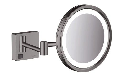 Oglinda cosmetica cu brat Hansgrohe Logis AddStoris x3  16cm  iluminat LED  negru periat