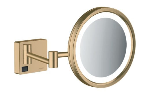 Oglinda cosmetica cu brat Hansgrohe Logis AddStoris x3  16cm  iluminat LED  bronz periat