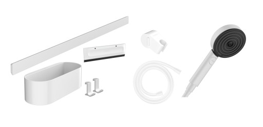 Pachet accesorii dus Hansgrohe Wallstoris Activation EcoSmart  alb mat