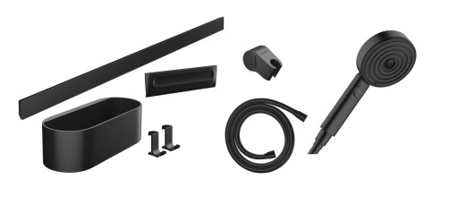 Pachet accesorii dus Hansgrohe Wallstoris Activation EcoSmart  negru mat