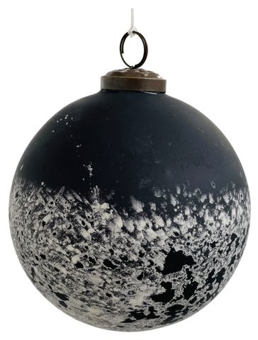 Decoratiune brad Deko Senso glob 12cm  sticla  negru cu patina alba