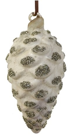 Decoratiune brad Deko Senso con 14cm  sticla  gri cu detalii argintii