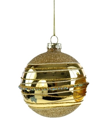 Decoratiune brad Deko Senso Rhinestone Shine  sticla  8cm  auriu
