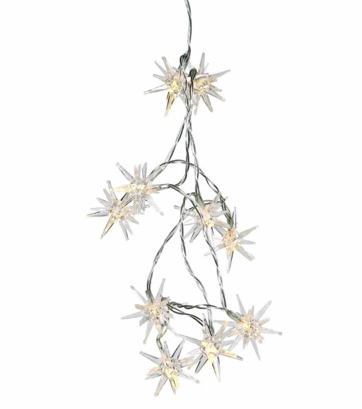 Instalatie luminoasa Deko Senso Mini-Star Light  cu 10 stelute LED alb cald  1 metru  timer  alimentare cu baterii