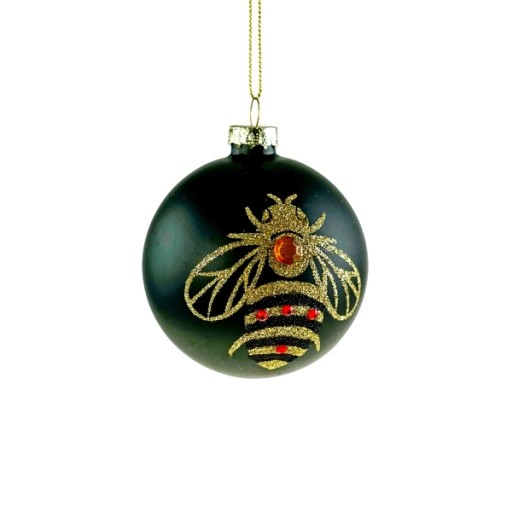 Decoratiune brad Deko Senso Bee  sticla  8cm  negru
