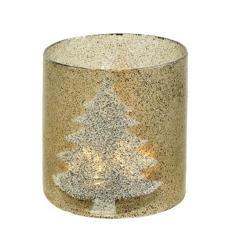 Suport lumanare Deko Senso Votive Christmas trees  10cm  gri - argintiu