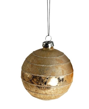 Decoratiune brad Deko Senso Glimmer Line  sticla  8cm  alb - auriu