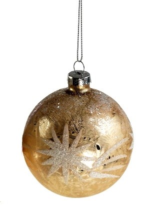 Decoratiune brad Deko Senso Glimmer Star  sticla  8cm  alb - auriu