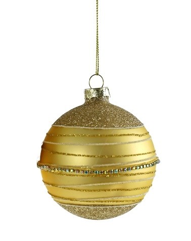 Decoratiune brad Deko Senso Rhinestone Glitter  sticla  8cm  auriu