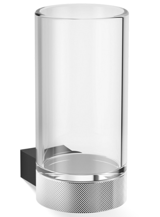 Pahar cu suport de perete Decor Walther Club WMG  12.5cm  cristal  negru mat-crom