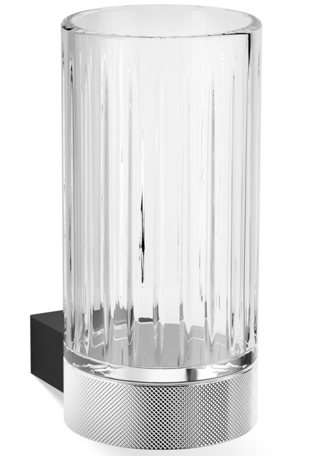 Pahar cu suport de perete Decor Walther Club WMG  12.5cm  cristal fatetat  negru mat-crom