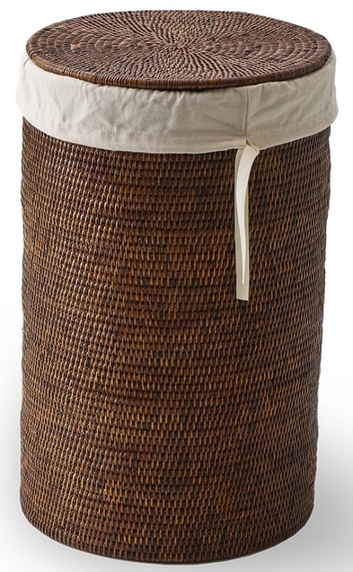 Cos de rufe cu capac Decor Walther Basket WB Small  h 55cm  rattan inchis