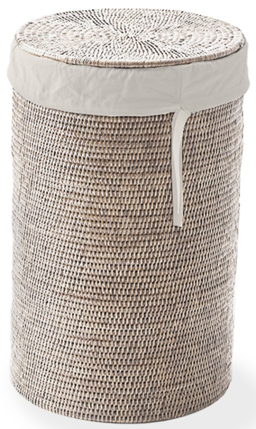 Cos de rufe cu capac Decor Walther Basket WB Small  h 55cm  rattan deschis