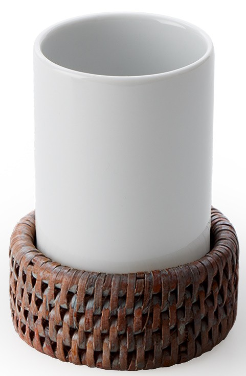 Pahar cu suport Decor Walther Basket SMB  h 10.5cm  rattan inchis