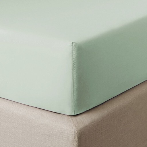 Cearceaf de pat cu elastic Descamps Coton Soyeux 160x200cm  Verde Tileul