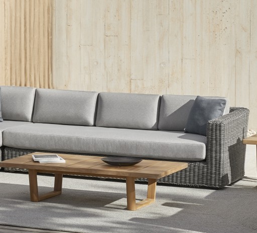 Canapea modulara exterior Point Heritage cu 3 locuri  brat stanga  structura aluminiu  cadru gri  textil gri G2 1252