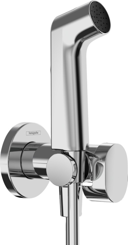 Set dus igiena intima Hansgrohe Bidette S EcoSmart+ 1 jet  furtun si robinet cu agatatoare  necesita corp incastrat  crom