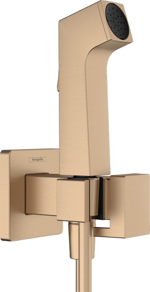 Set dus igiena intima Hansgrohe Bidette E EcoSmart+ 1 jet  furtun si robinet cu agatatoare  necesita corp incastrat  bronz periat