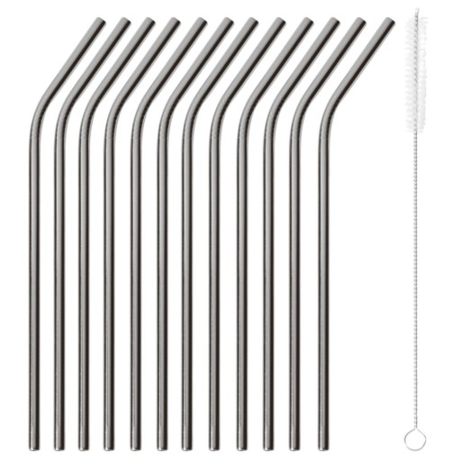 Set 12 paie Paderno Happy Hour 21.5cm  d 6mm  cu perie curatare  inox negru