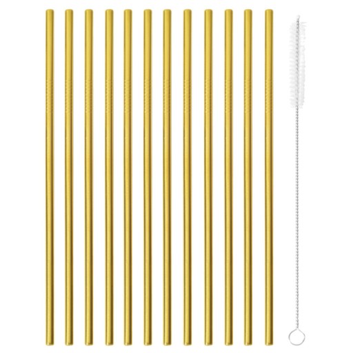 Set 12 paie drepte Paderno Happy Hour 21.5cm  d 6mm  cu perie curatare  inox auriu