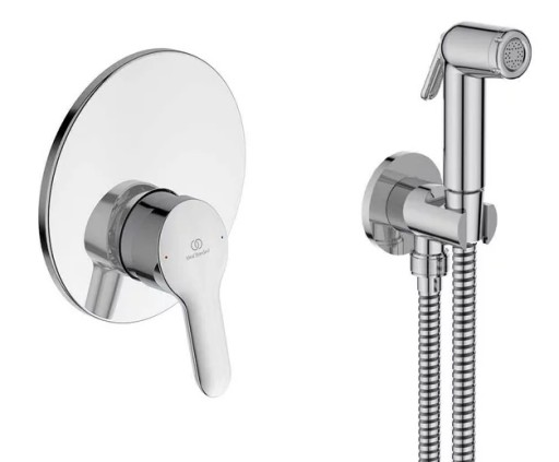 Set dus igiena intima Ideal Standard Alpha 4 in 1 cu para  agatatoare  furtun de dus 1250mm si baterie incastrata  crom