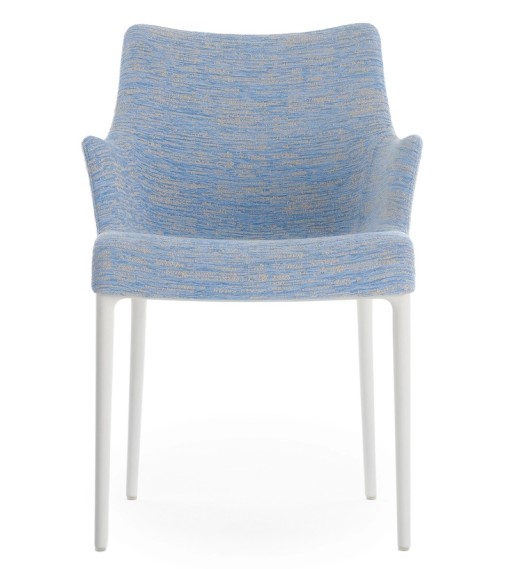 Scaun Kartell Eleganza Nia design Philippe Starck  cadru alb  tapiterie Melange Light Blue