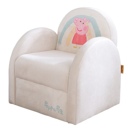 Fotoliu de copii alb cu tapițerie din catifea Peppa Pig – Roba