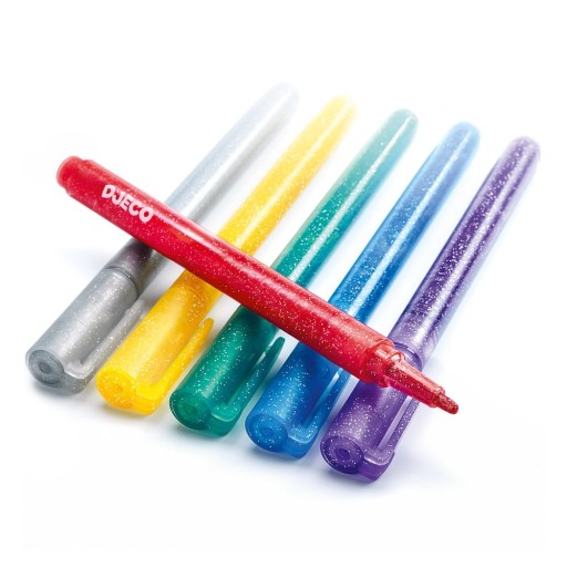 Set 6 markere cu sclipici Djeco Glitter