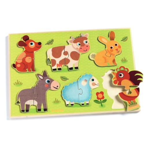 Puzzle din lemn Djeco „Animale domestice”