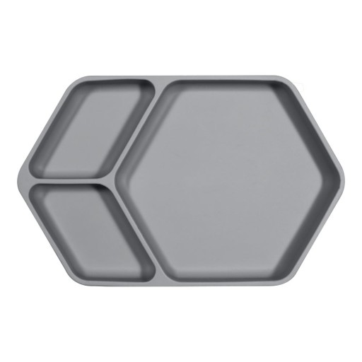 Farfurie pentru copii gri din silicon 16x25 cm – Kindsgut